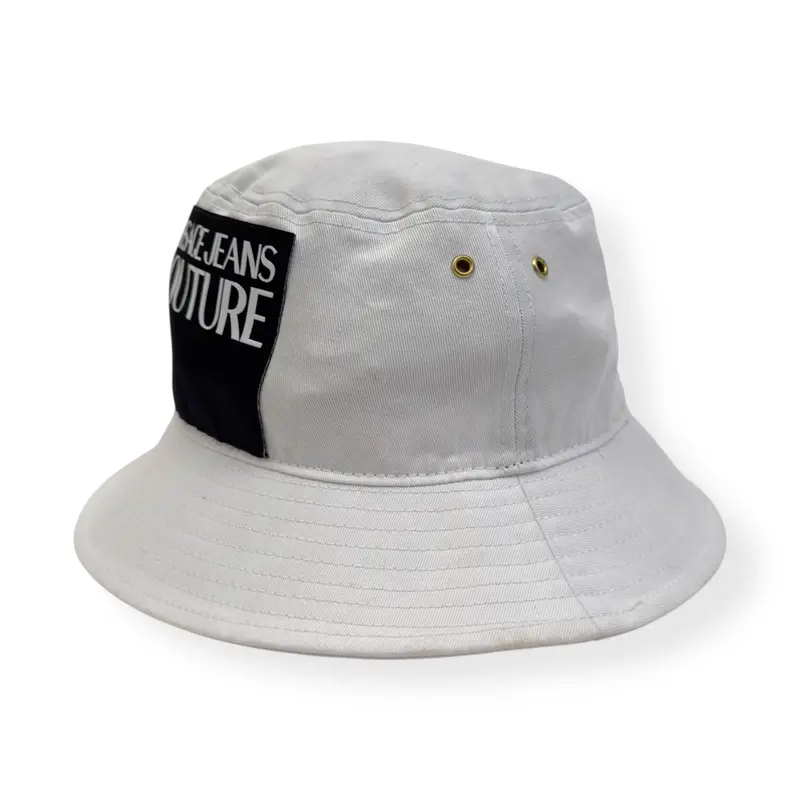 PRE-OWNED VERSACE JEANS COUTURE BUCKET WHITE / BLACK HAT 1