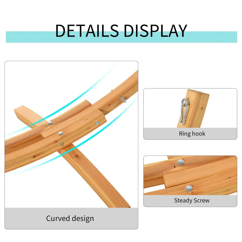 Outsunny 3.25m Wooden Hammock Stand Universal Fit Garden Picnic Camp Accessories 4