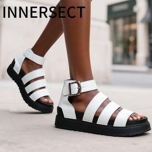 Women's Foot Gladiator Platform Sandals Women's Minimalist Ankle Buckle Sandals Women's Fashion Casual Walking Shoes Footwear Girl Comfort Flatform