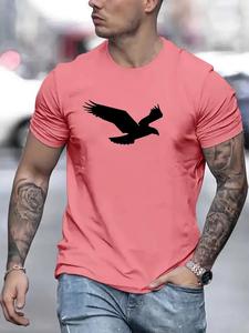 Men's Regular Fit Eagle Print Round Neck Tee, Casual Short Sleeve Crew Neck T-Shirt for Summer, Fashion Men's Top for Daily Wear