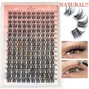 C Curl Fake Lash Clusters Kit, 160pcs/box Eyelashes Extensions Wispy Natural False Eyelashes for Eyelash Extension, Volume Individual Faux Lashes for Women Makeup