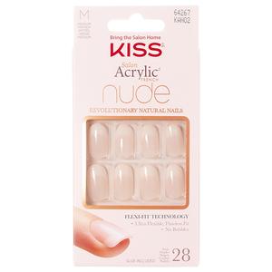 Kiss False Nails Salon Acrylic Nude French Nails Graceful - Pack of 28