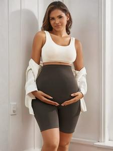 Maternity Solid Color High Waist Shapewear Shorts, Breathable Stretchy Belly Support Bottoms for Pregnant Women, Maternity Clothes, Maternity Clothing, Pregnancy Clothes, Casual Fit Maternity Tummy Tuck Garment, Prenatal Maternity Clothing