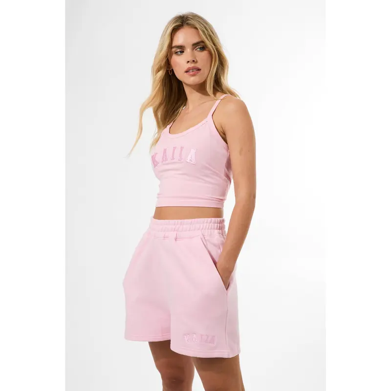Kaiia Logo Sweat Shorts Baby Pink 3