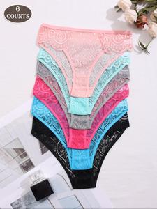 Women's Solid Color Lace Panty, Soft Comfortable Breathable Knicker for Daily Wear, Underwear for All Seasons