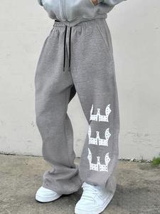 Men's Regular Fit Crown Print Drawstring Waist Sweatpants, Casual Street Comfy Pants for Daily Wear, Men's Trousers for All Seasons, Casual Relaxed Fit Sports Bottoms