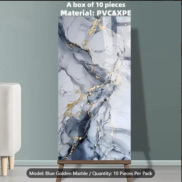 10PCS deep blue sea  PVC Wall Tile Stickers Self-Adhesive 30x60cm for Kitchen & Bathroom Decor Decorative Ornaments Tiles Sticker Aluminium Metal Smooth pu stone panel transparent reflective Wood Wooden Glass waterproof 1