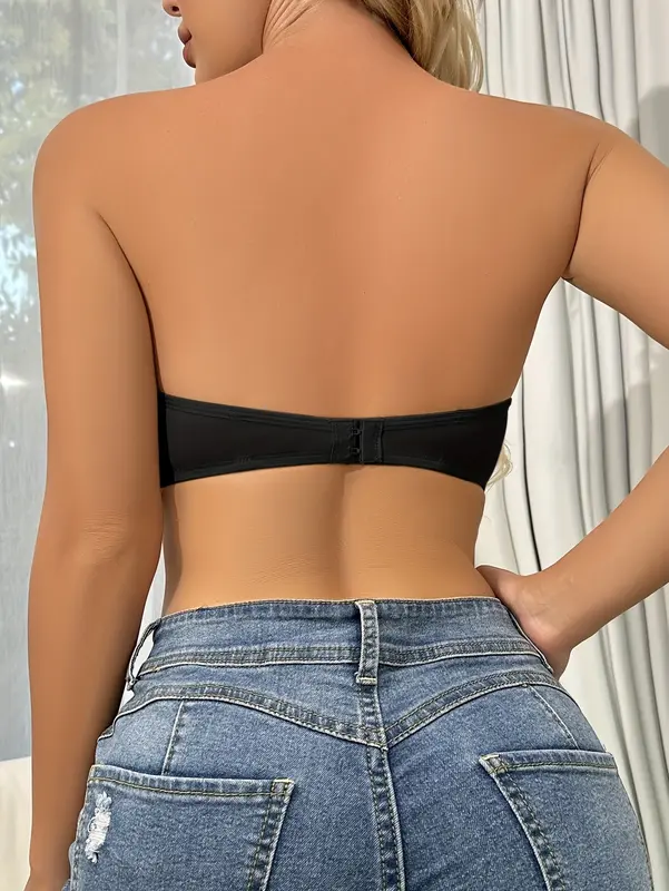 Women's Underwire Push-Up Bra with Adhesive Strips - Invisible Seamless Lift, Steel Boning Support, Non-Removable Padded Cups, Elegant Solid Color for Everyday & Formal Wear, Comfortable Undergarment | Sturdy Underwire Support Womenswear Sexy 5