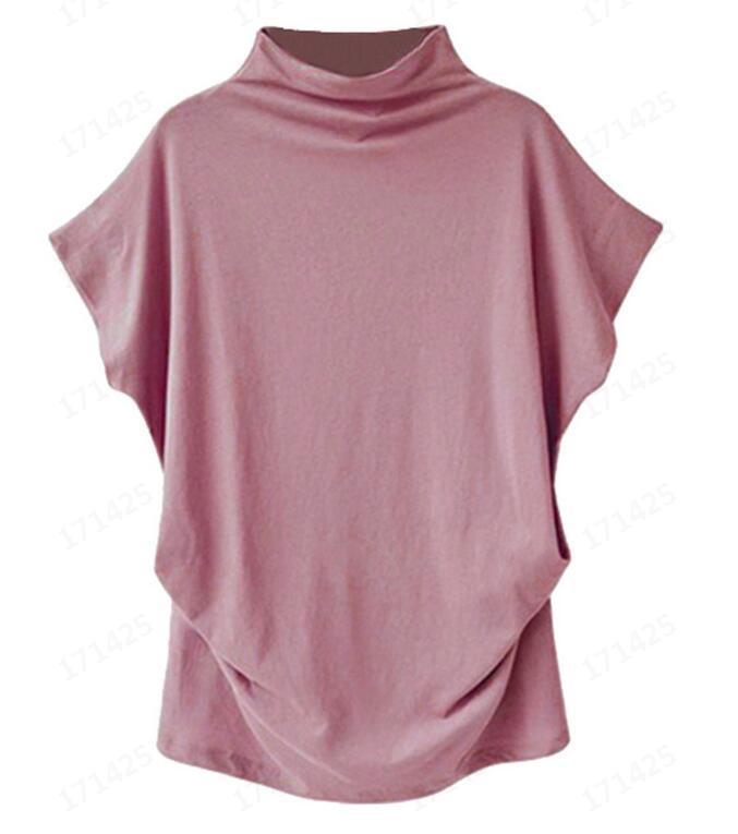 Product Introduction of 5XL Women Summer T-Shirt Short Batwing Sleeve Loose Solid Gray Turtleneck Tee Shirt 2025 New T-Shirts Femme Tees Tops 26