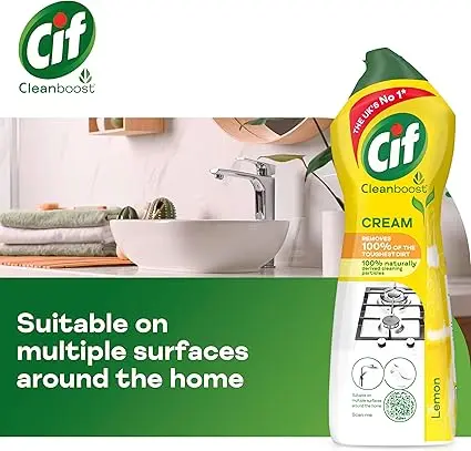 Lemon Cream Cleaner multipurpose surface cleaner with 100% natural cleaning particles removes 100% of the toughest dirt 750 ml Household 4