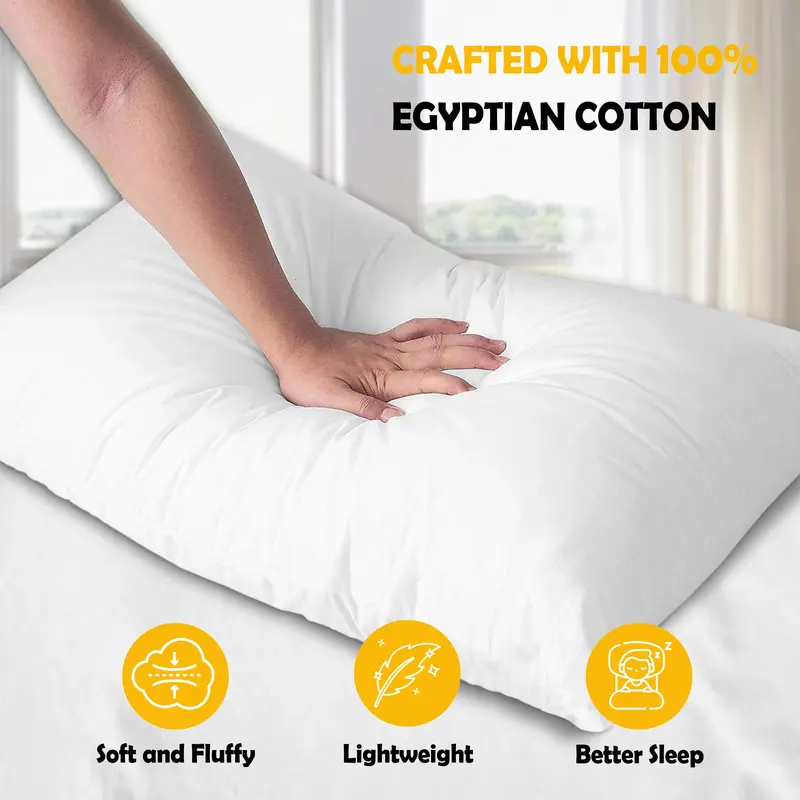 2 Pack Egyptian Cotton Blend Bounce Back Pillows Hotel Quality Soft Medium Support for Pain Relief by OLIVIA ROCCO 1