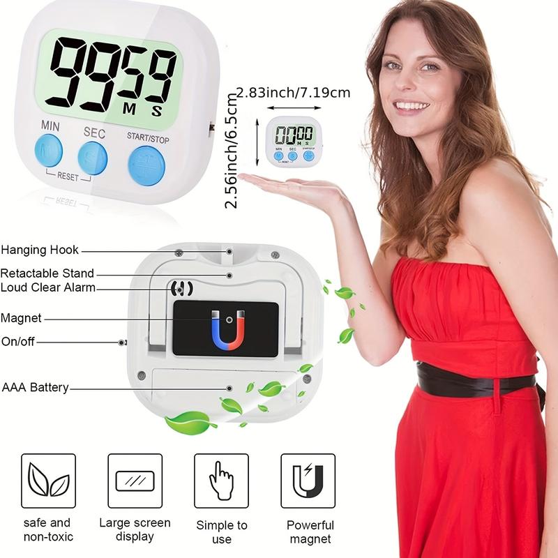 1pc Multi-Function Electronic Timer - Magnetic Digital Timers, Big LCD Display, Loud/Silent Switch Countdown Timer - For Kitchen, Gym, Classroom, Meeting & More - Perfect Gift for Students, Teachers & Chefs 3