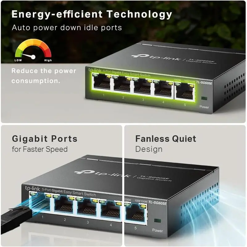TL-SG605E 5 Port Gigabit Smart Switch, Network Switch, Power Saving, Plug & Play, Metal Case, Ethernet Switch, Ethernet Splitter, Centralized Cloud Management, Desktop or Wall Mount 4