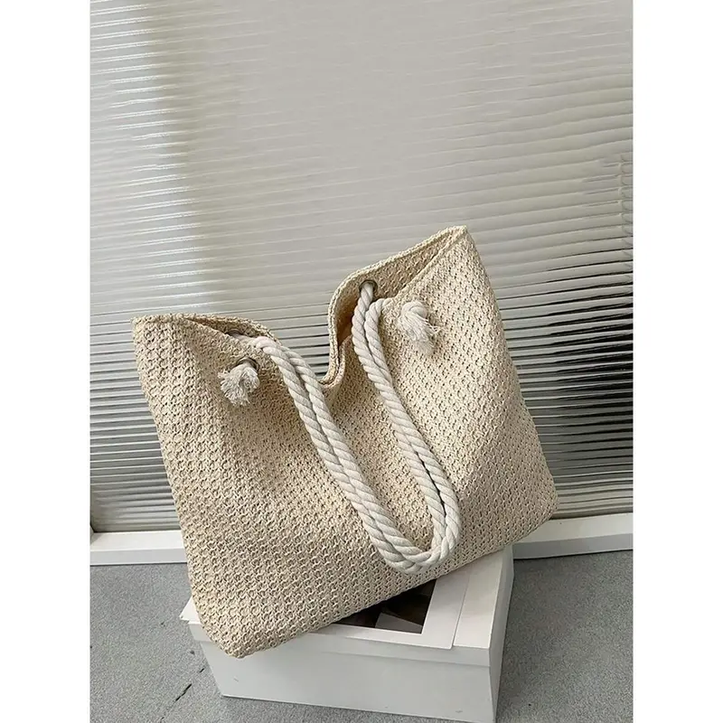 Woven Large Capacity Tote Bag – Lightweight Summer Shoulder Handbag for Travel, School & Work 5