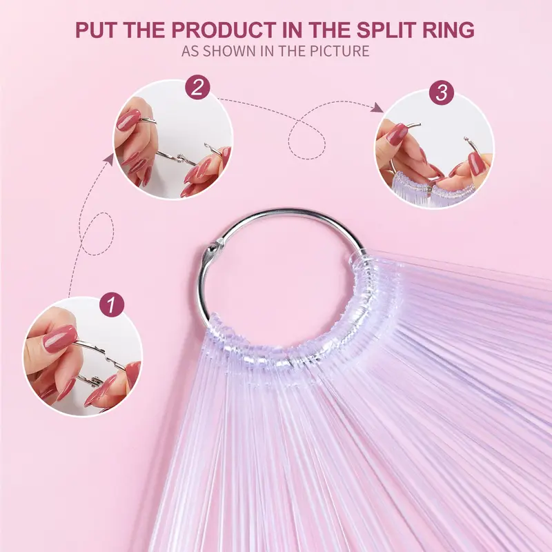 100 PCS Nail Swatch Sticks with labels, Clear Nail Display with Ring Holder, Nail Polish Practices Sticks, Nail Art Display for Nail Art Polish 4