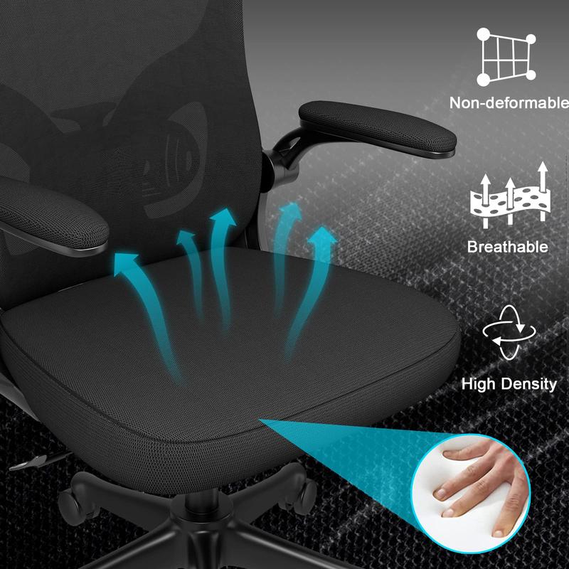 naspaluro Office Desk Chair with Flip-Up Armrest High Back Ergonomic Computer Chair with Adjustable Headrest and Lumbar Support Executive Swivel Chair for Home and Office - Black 2