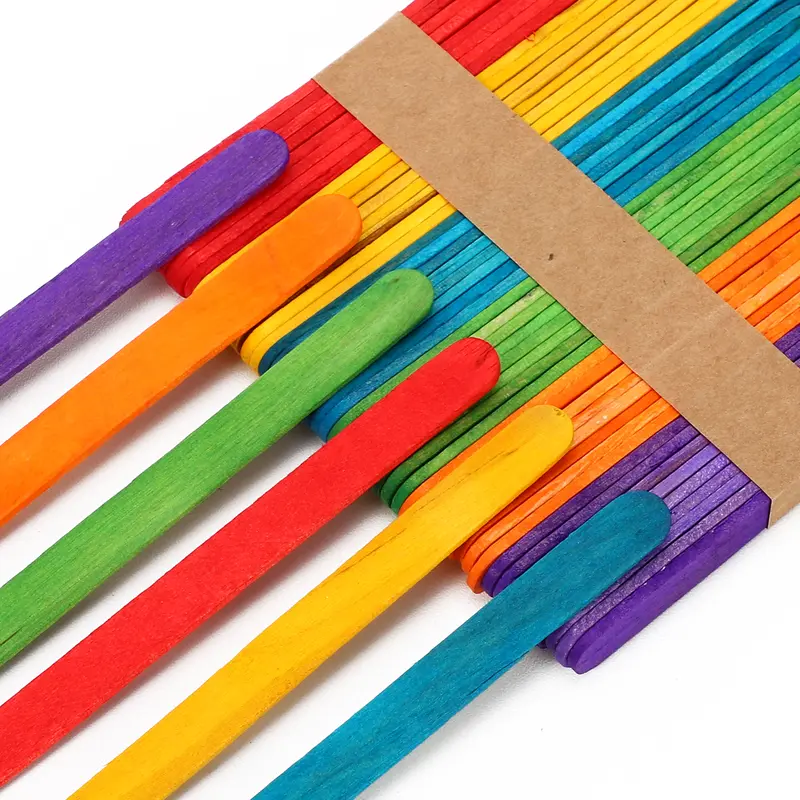 Vinsani 100 / 300 / 500pcs Coloured Wooden Lolly Sticks – Smooth Craft Popsicle Kids Lollipop Sticks - Perfect for Desserts (Ice Creams, Cakesicles, Lollypops), Kids DIY Art Project and Crafts – 11.2 X 1CM 5