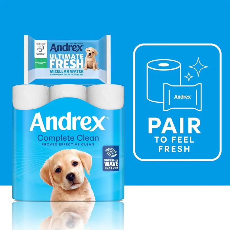 Andrex Complete Clean Toilet Roll 24 Rolls (Previously Andrex Classic Clean Toilet Tissue) Unbeatable Toilet Paper with Unique 3D Wave, FSC Certified 4