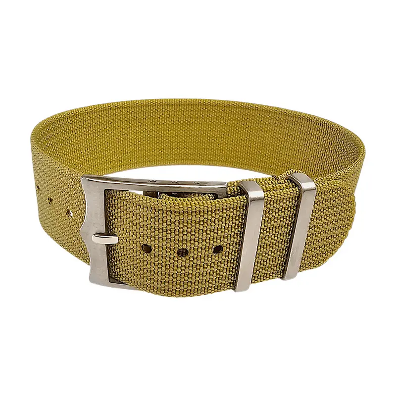 Ribbed Military Tudor Style Buckle Premium Nylon Watch Strap Band 20mm 22mm Khaki Beige 0