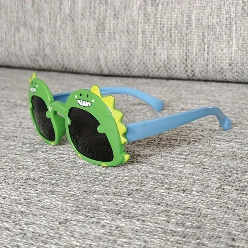 Adorable Dinosaur-Themed Youngsters' Fashion Glasses - Cute Cartoon Design with Purple Frame & Green Accents, Durable PC Material, Perfect for Boys & Girls 5