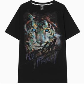 TCH-Colorful Tiger Black T Shirt Streetwear Women Tshirt
