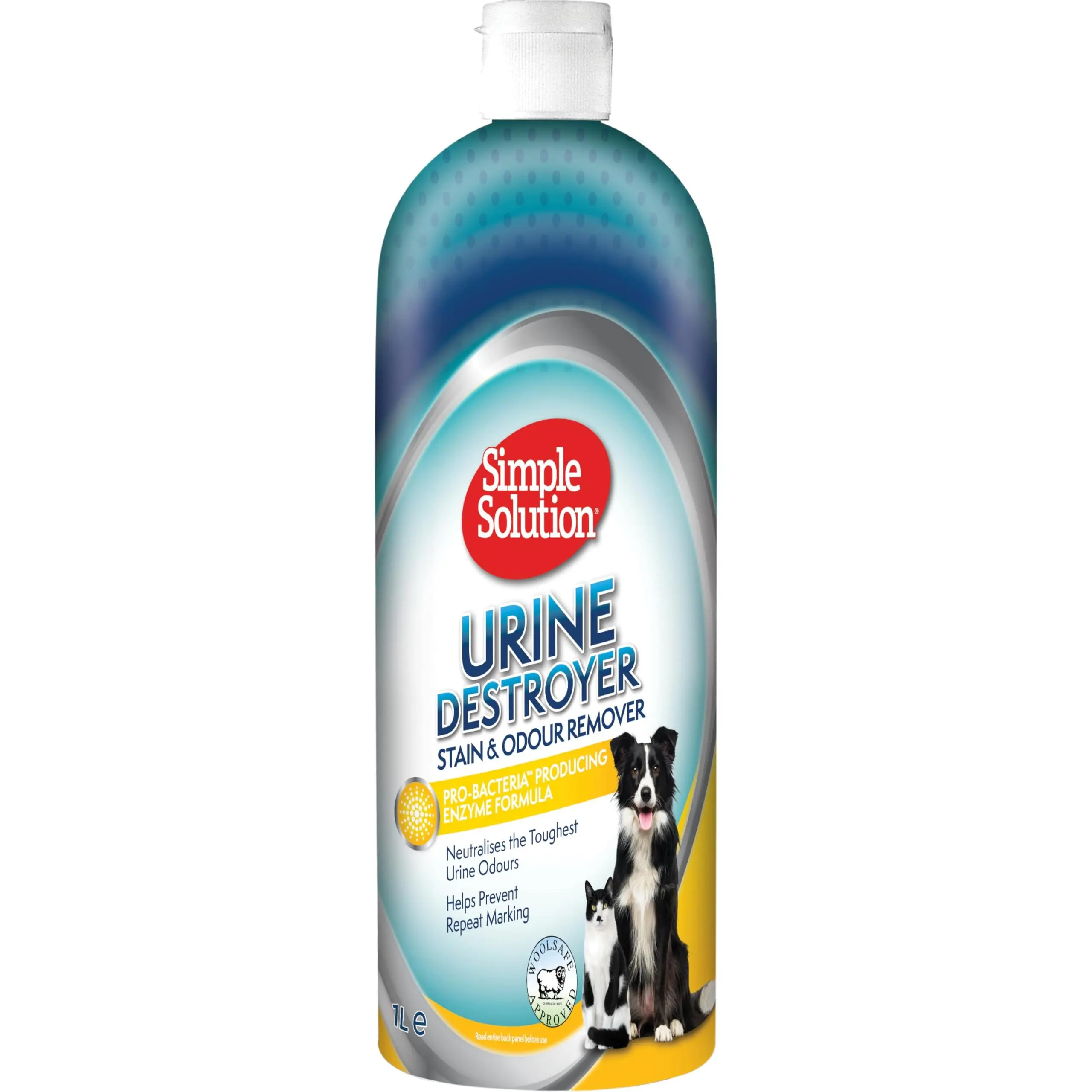 Simple Solution Urine Destroyer Enzymatic Cleaner, Pet Stain and Odour Remover with Pro-bacteria Cleaning Power - 1 Ltrs