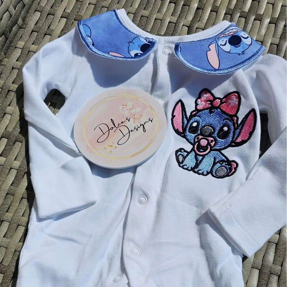 Baby Stitch Handmade Baby Grow with Collars - baby girl gift