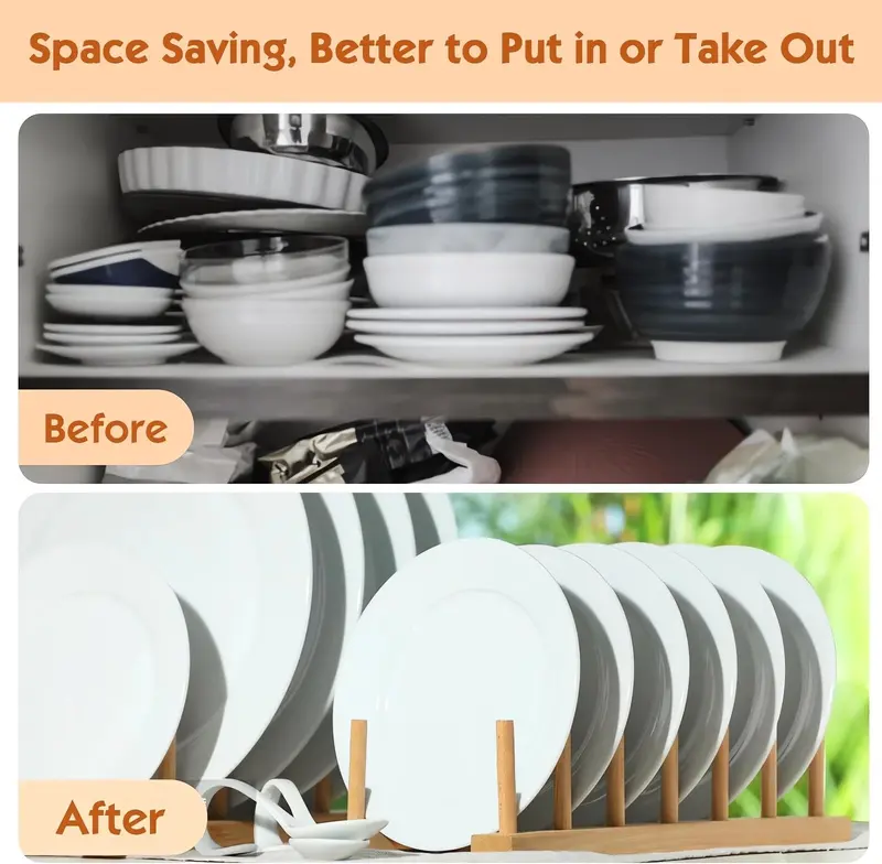 Wooden Dish Plate Cup Stand Cupboard Rack Holder Kitchen Storage Drying UK 1