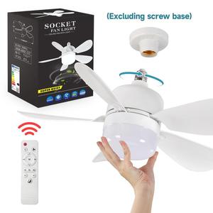 E27 Screw Socket Fan Light, 3 Speed Adjustable Fan Light with 5 Blades & Remote Control, Multifunctional Fan Ceiling Lamp for Kitchen,