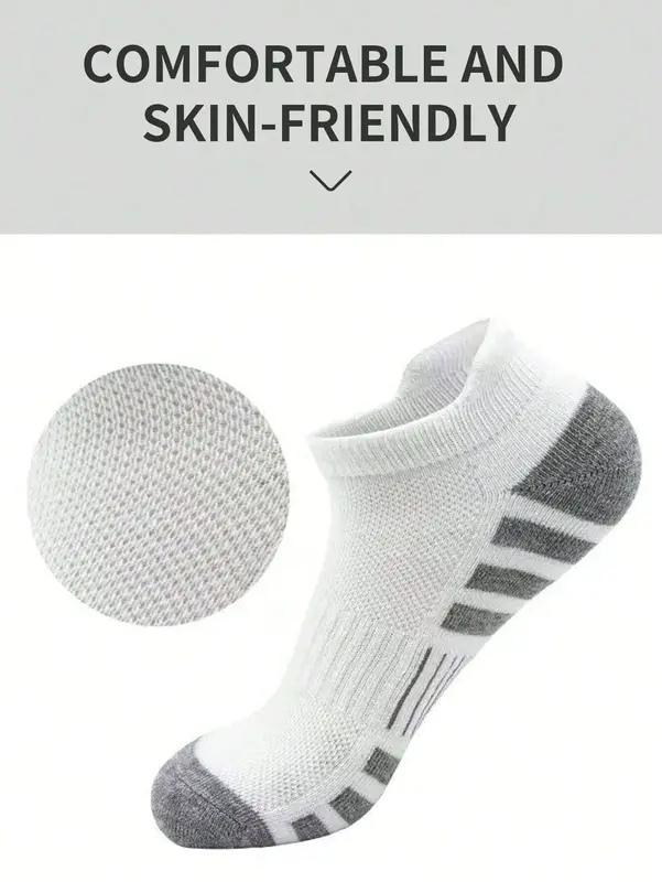 1/6/12 Pairs Of Men's Socks,Sports Socks, Basketball Socks, Football Socks, Invisible Socks, White Socks, Short Socks, Black Socks, Low-Top Short Socks, Ankle Socks, Double Line Non-Slip Design, Moisture Wicking, Soft And Breathable 0