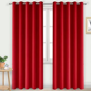Royal Home Furnishing Red Thermal Blackout Curtains Ready Made Thick Eyelet Ring Curtains for Bedroom & Living Room Maximize Privacy & Comfort HomeDecorTikTok