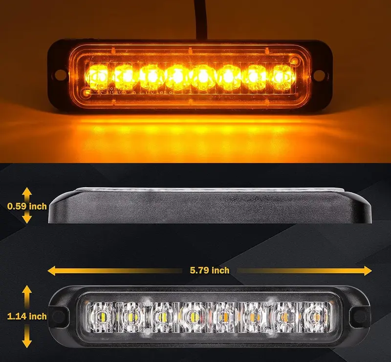ROUTEKING 8x8LED Car Strobe Flashing Lights - Recovery Emergency Beacon Light, 14 Flashing Modes Beacons Warning Light, Universal for 12V-24V Car Vehicle Truck Caravan Camper (Amber) 5