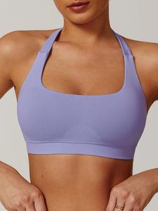 Women's Solid Color Halter Neck Sports Bra, Tight-fitting Breathable Comfortable Backless Sports Vest, Ladies Sportswear for Indoor Outdoor Gym Workout Wear, Activewear, Exercise Bra, Wireless Sports Bra, Workout Bras, Yoga Clothes