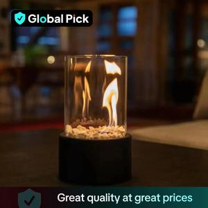 Table Fireplace with Protective Glass, 1 Count Warming Table Fireplace Heater for Indoor and Outdoor Use, Table Decoration and Heating, Balcony Decoration, Summer for Gift, Portable