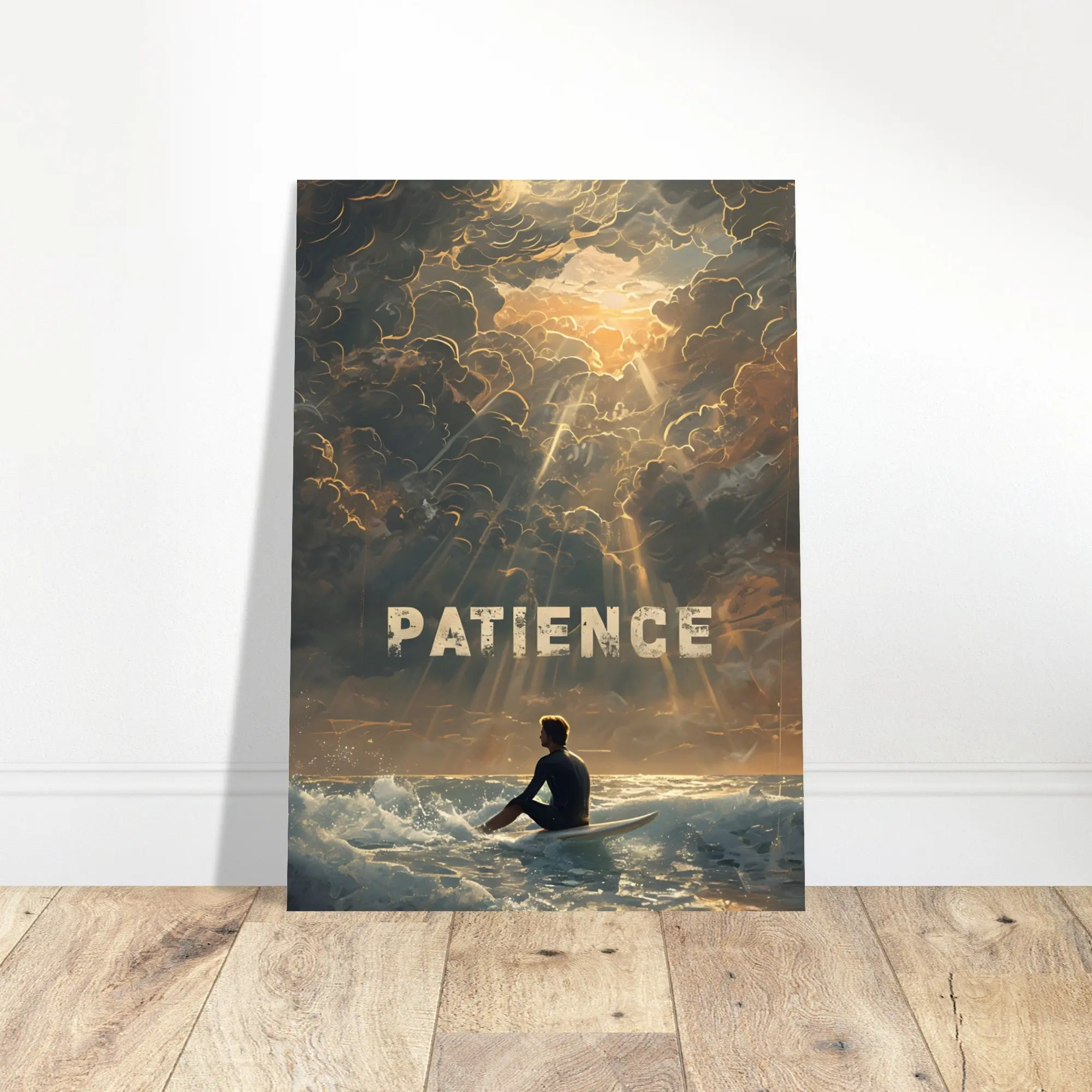 Patience Surfing Poster - Motivational Ocean Wall Art | Beach & Sea Lover Gift