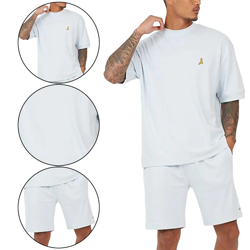 Brave Soul Mens 2 Piece Short Set Sleeve Crew Neck T-Shirt Stretch Top Bottom Gym Fitness Lounge Holiday Outfit Menswear S-XXL 1