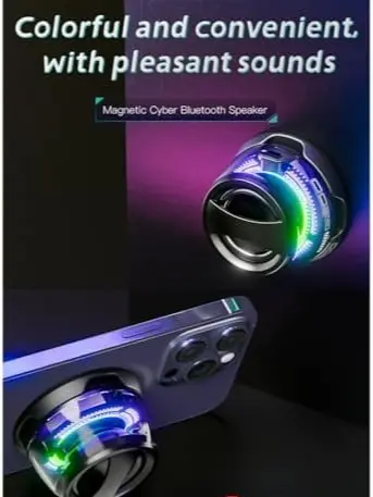 Multifunctional Magnetic Bluetooth Speaker, G200 Portable Bluetooth Speaker with Multi-RGB Color Light and Phone Holder, Waterproof Magbeat Bluetooth Speaker for Outdoor Travel (Black) 4