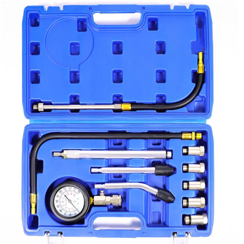 Petrol Engine Compression Tester Kit Fuel Cylinder Pressure Gauge Tool Set 11X 1