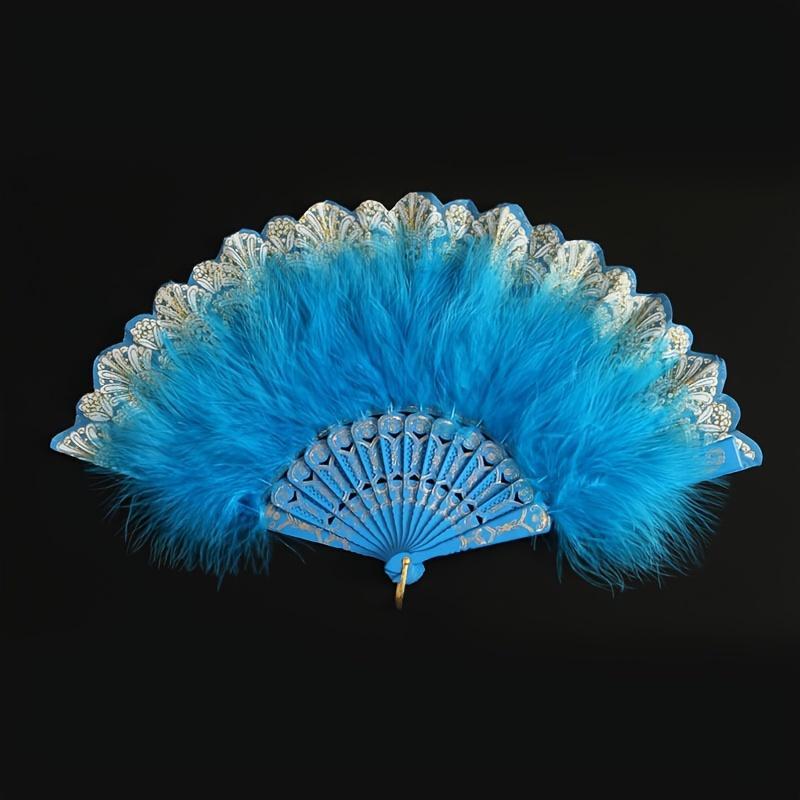 Luxurious Thickened Feather Folding Performance Fan - Large Handheld, Lightweight, and Durable for Adults, Chinese Cheongsam Runway Show Accessory, Multi Color Available, Perfect for Dance, Performance, and Fashion Show 7