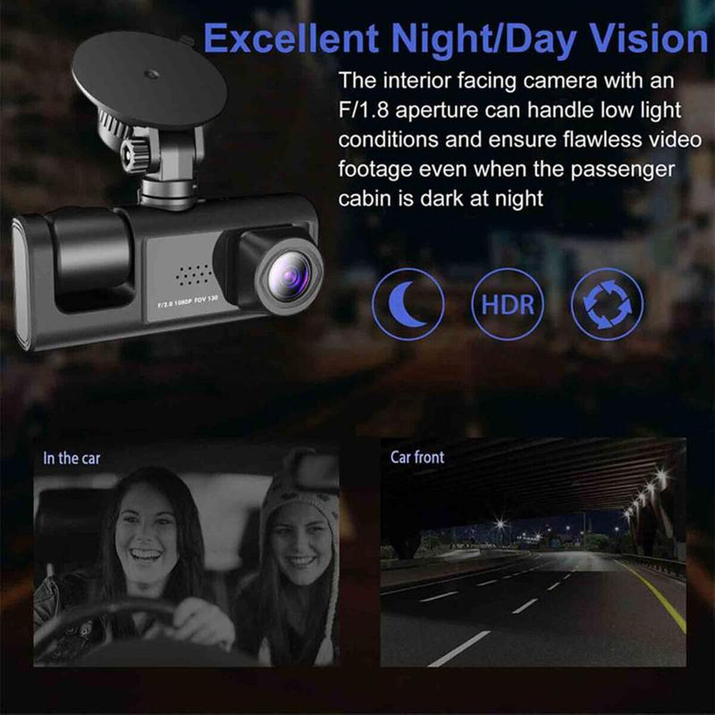 1080P Dual Lens Car Dash Cam Recorder G Sensor DVR Front and Rear Camera Video 4