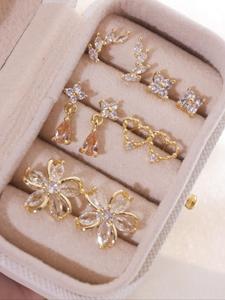 Women's Elegant Flower & Heart & Windmill Design Earrings Set, Exquisite Trendy Earrings, Fashionable Jewelry Set for Women & Girls As Gift