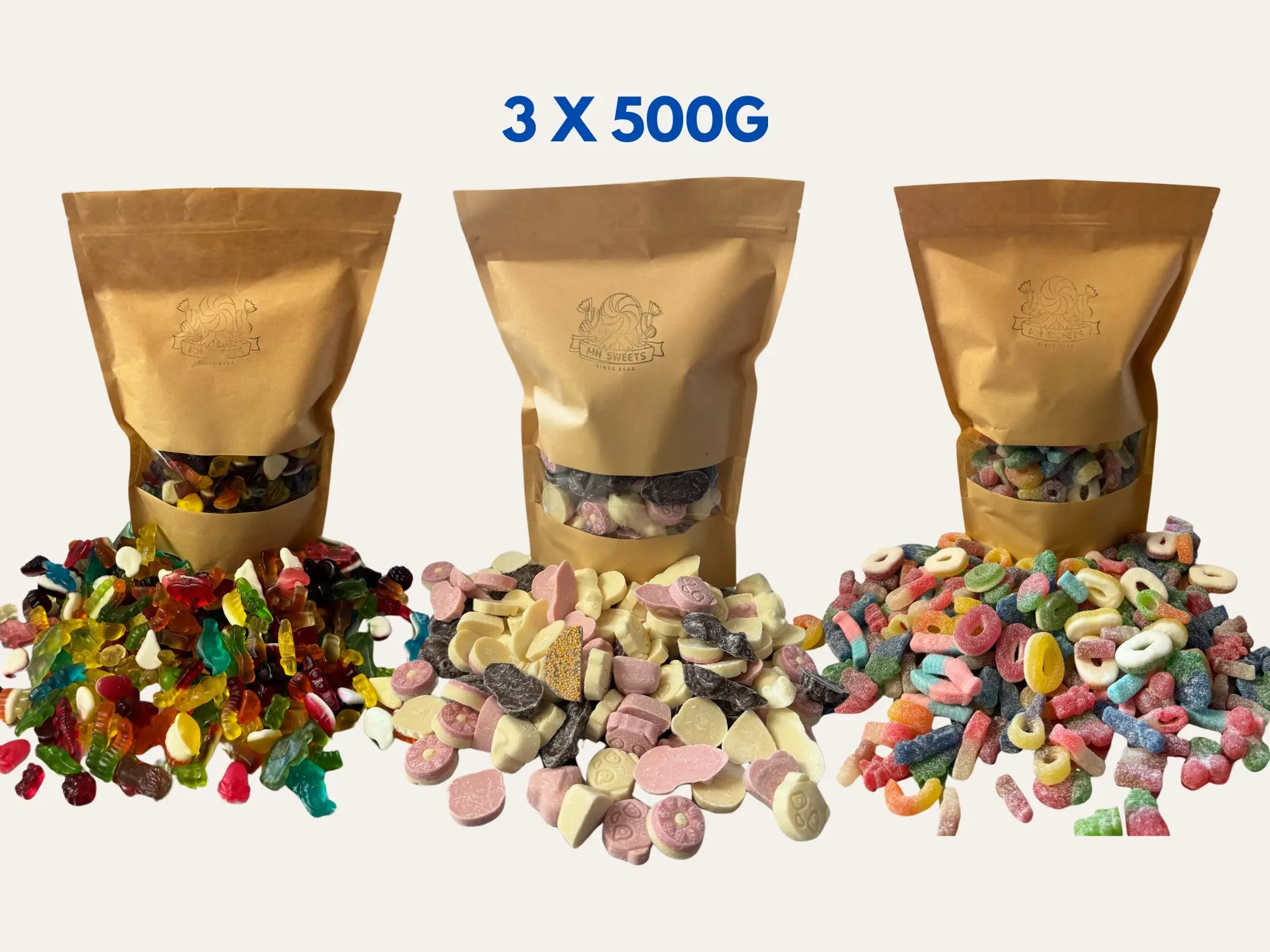 3 X 500G MH Pic N Mix Bags - Fizzy, Chocolate & Non Fizzy Options - NOT VEGAN