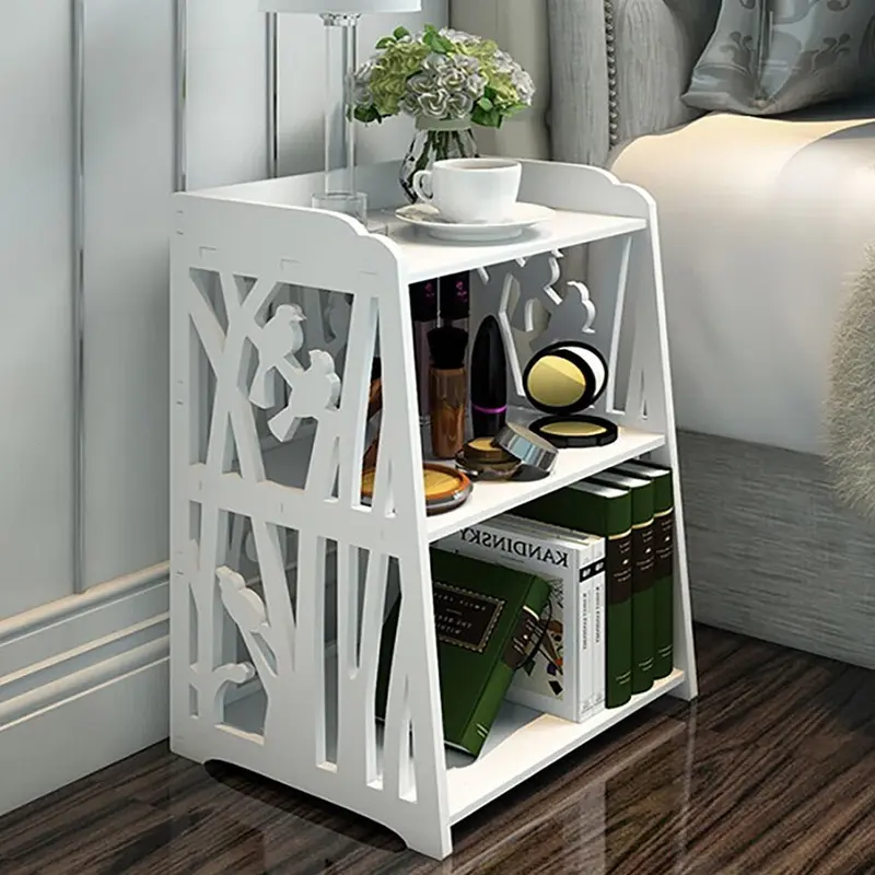 3 Tier Shelves Cabinet Wooden Bedroom Bedside Cabinet Furniture Storage Nightstand Side Table 0