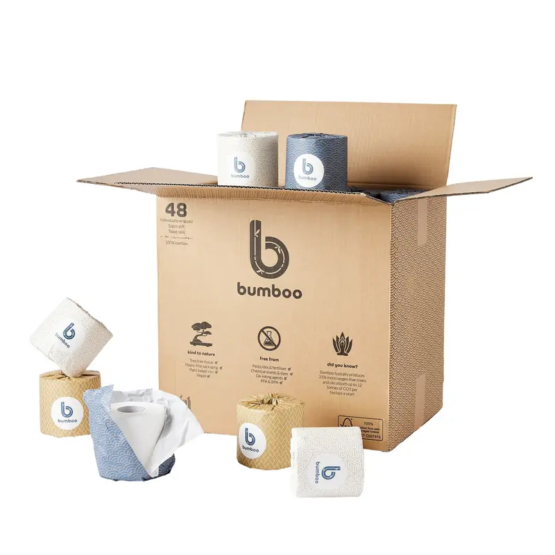 wrapped bamboo toilet paper - 48 extra long rolls 0