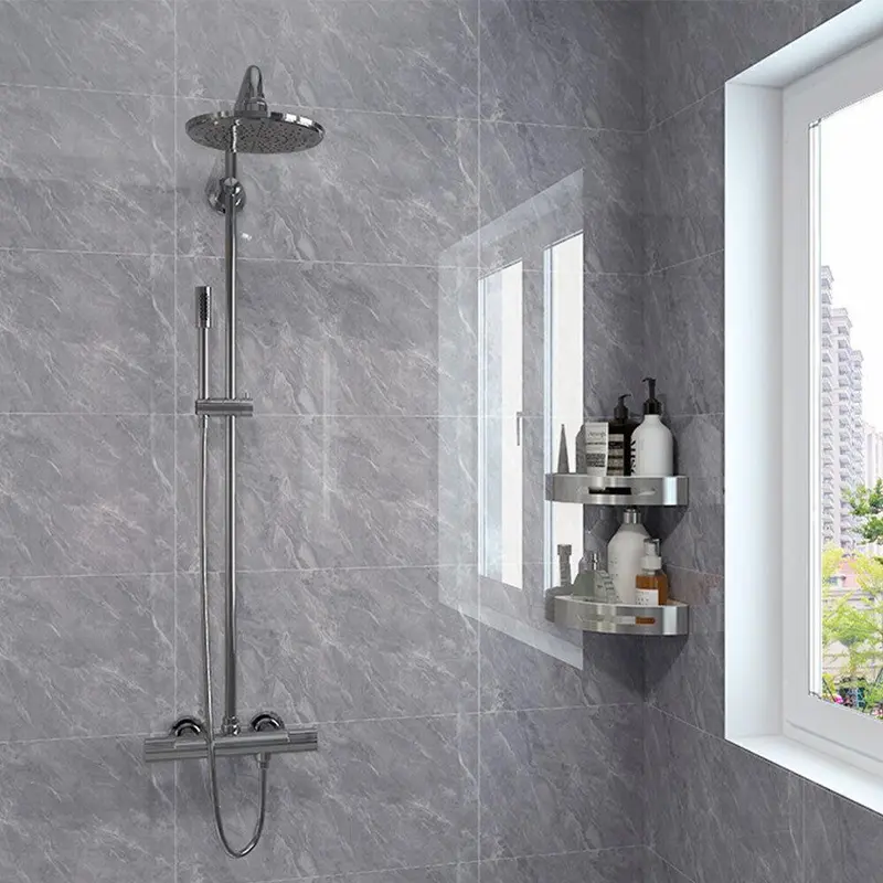 Grey Marble Peel & Stick Wall Tiles - Instant Upgrade Bathroom Kitchen Backsplash | Waterproof Self-Adhesive Vinyl Decals | 60x30cm (10 Pack) Removable Home Decor Multicolor gray wallpaper & wall trim stickers marble  tiles adhesive  wall  tiles 7
