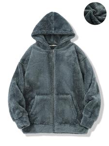 Men's Solid Zip Up Drop Shoulder Thermal Lined Hoodie, Fashion Casual Loose Pocket Hooded Sweatshirt for Daily Outdoor Wear, Men Fall & Winter Clothes