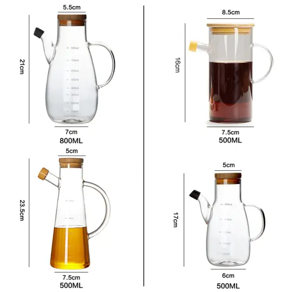Eco-Friendly Glass Oil Bottle with Handle - Durable Kitchen Container 500/800ml 5