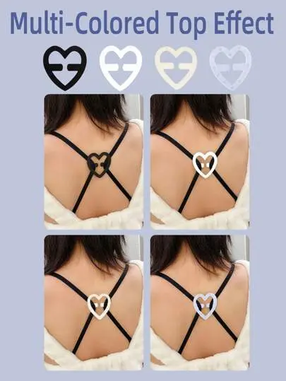 4pcs/Set Love Shaped Bra Strap Clip, Invisible Anti-Slip Bra Strap Buckle Body Care For Travel,Sport,Outdoor,Belt Christmas For Holiday Gift Giving 3