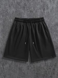 Men's Solid Color Drawstring Waist Shorts, Loose Casual Comfortable Breathable Pocket Straight Leg Shorts for Summer, Men's Baggy Bottoms for Daily Wear
