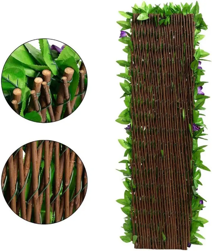 Artificial Ivy Fence Screening, Garden Privacy Hedge Screen, Expandable Faux Green Leaf Trellis, 30cmx180 - Expanded 1